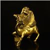 Image 2 : Chinese Tibet Gilt Gold Bronze Buddhist Riding Deer Arhat Statue