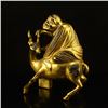 Image 3 : Chinese Tibet Gilt Gold Bronze Buddhist Riding Deer Arhat Statue