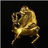 Image 4 : Chinese Tibet Gilt Gold Bronze Buddhist Riding Deer Arhat Statue