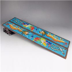 A Pair Chinese Bronze Cloisonne Dragon Phoenix Paperweight