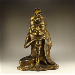 Vintage Chinese Gilt Gold Bronze Dharma Statue