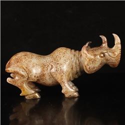 Vintage Chinese Hetian Jade Rhinoceros Statue