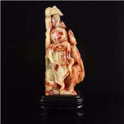 Chinese Natural Shoushan Stone Statue - Longevity Taoism Deity Free Certificate