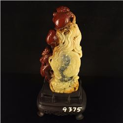 Chinese Shoushan Stone Statue - Longevity Taoism Deity & Certificate