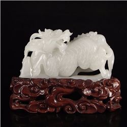 Superb Chinese Hetian Jade Statue - Kylin