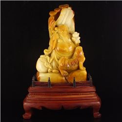 Chinese Shoushan Stone Statue - Fortune Taoism Deity w Certificate