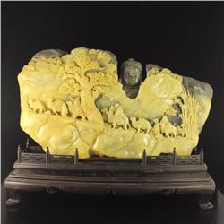 Chinese Shoushan Stone Statue - The Silk Road w Certificate