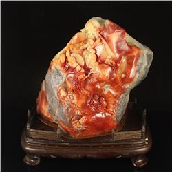 Chinese Natural Shoushan Stone Statue - Arhat Meeting Free Certificate