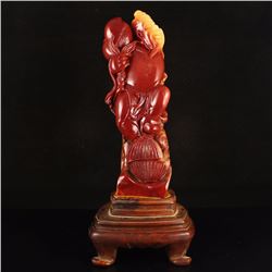 Chinese Shoushan Stone Longlife Old Man Statue W Certificate