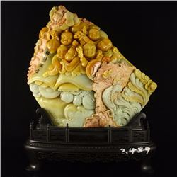 Chinese Shoushan Stone Statue - Fortune Kids