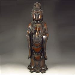 Vintage Chinese Red Copper Buddhist Kwan-yin Statue