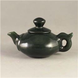 Chinese Natural Green Hetian Jade Teapot