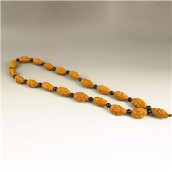 Chinese Olive Nut Carved Arhat Necklace