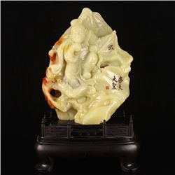 Superb Chinese Natural Shoushan Stone Statue - Monkey King