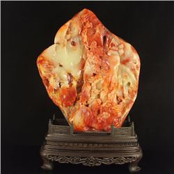 Chinese Natural Shoushan Stone Statue - Visit Friend In Remote Mountains Free Certificate