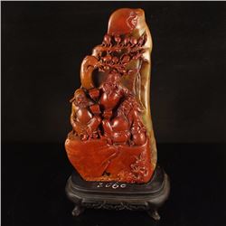 Chinese Shoushan Stone Statue - Sage Meeting & Certificate