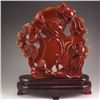 Image 1 : Beautiful Color Chinese Red Agate Statue - Goldfish & Lotus