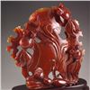 Image 6 : Beautiful Color Chinese Red Agate Statue - Goldfish & Lotus