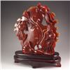 Image 7 : Beautiful Color Chinese Red Agate Statue - Goldfish & Lotus