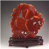 Image 8 : Beautiful Color Chinese Red Agate Statue - Goldfish & Lotus