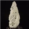 Image 2 : Openwork Chinese Hetian Jade Statue - Crane & Pine Tree