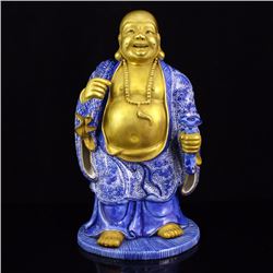 Superb Quality Chinese Gold-plating Blue And White Porcelain Buddha Statue