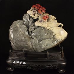 Chinese Natural Shoushan Stone Statue - Fisherman w Certificate