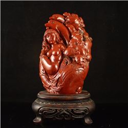 Chinese Shoushan Stone Mermaid Statue & Certificate