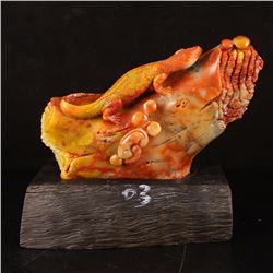 Chinese Natural Shoushan Stone Statue - Lizard Free Certificate