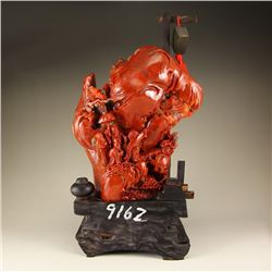 Chinese Shoushan Stone Statue - Remote Mountains Travel w Certificate