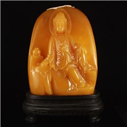 Superb Hand Carved Indonesia Jin Tian Huang Kwan-yin Statue w Certificate