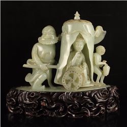Chinese Qing Dynasty Hetian Jade Statue - Mythical Figure Zhongkui