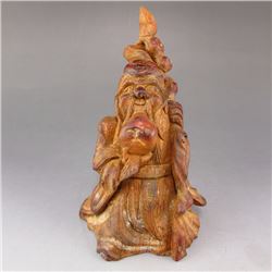 Chinese Bamboo Statue - Longevity Taoism Deity