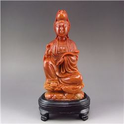 Chinese Shoushan Stone Ruyi Kwan-yin Statue