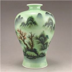 Chinese Green Glaze Famille Rose Porcelain Vase