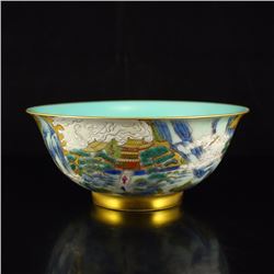 Chinese Gold-plated Famille Rose Porcelain Bowl