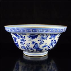 Chinese Qing Dynasty Gilt Edge Blue And White Porcelain Bowl