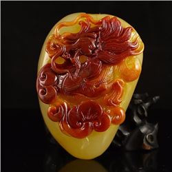 Chinese Natural Jade Pendant w Dragon