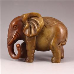 Vintage Chinese Shoushan Stone Elephant Statue