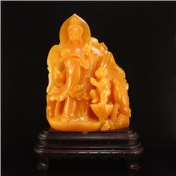 Indonesia Jin Tian Huang Statue - Kwan-yin & Kid w Certificate