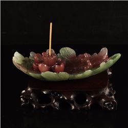 Chinese Natural Agate Lotus Flower Home Incense Burner