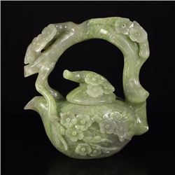 Chinese Hetian Jade Plum Flower Teapot