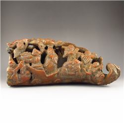 Chinese Bamboo Carved Eight Taoism Figures Statue