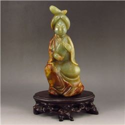 Vintage Chinese Hetian Jade Statue - Woman