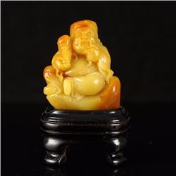 Chinese Shoushan Stone Statue - Fortune Taoism Deity