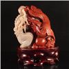Image 1 : Superb Chinese Natural Jade Statue - Dragon & Phoenix