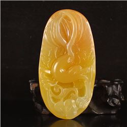 Chinese Huang Long Jade Pendant - Eagle