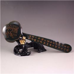 Chinese Deep Green Hetian Jade Ruyi Statue