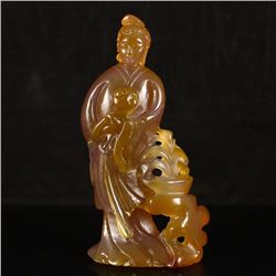 Chinese Natural Agate Statue - Beautiful Girl