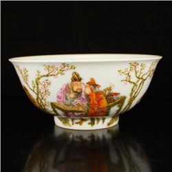 Chinese Qing Dynasty Famille Rose Porcelain Bowl w Qian Long Mark